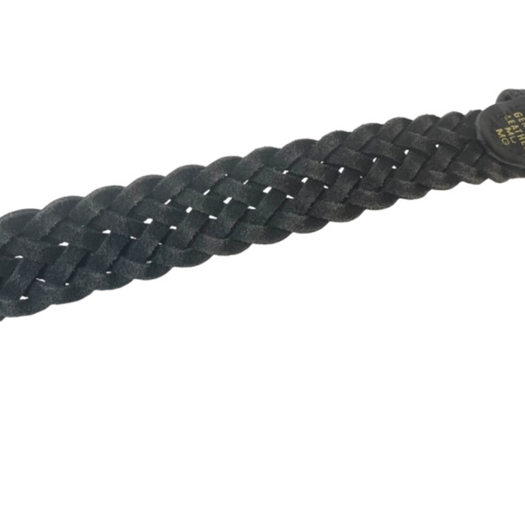 Black Leather Braided Belt - Picture 5 of 7